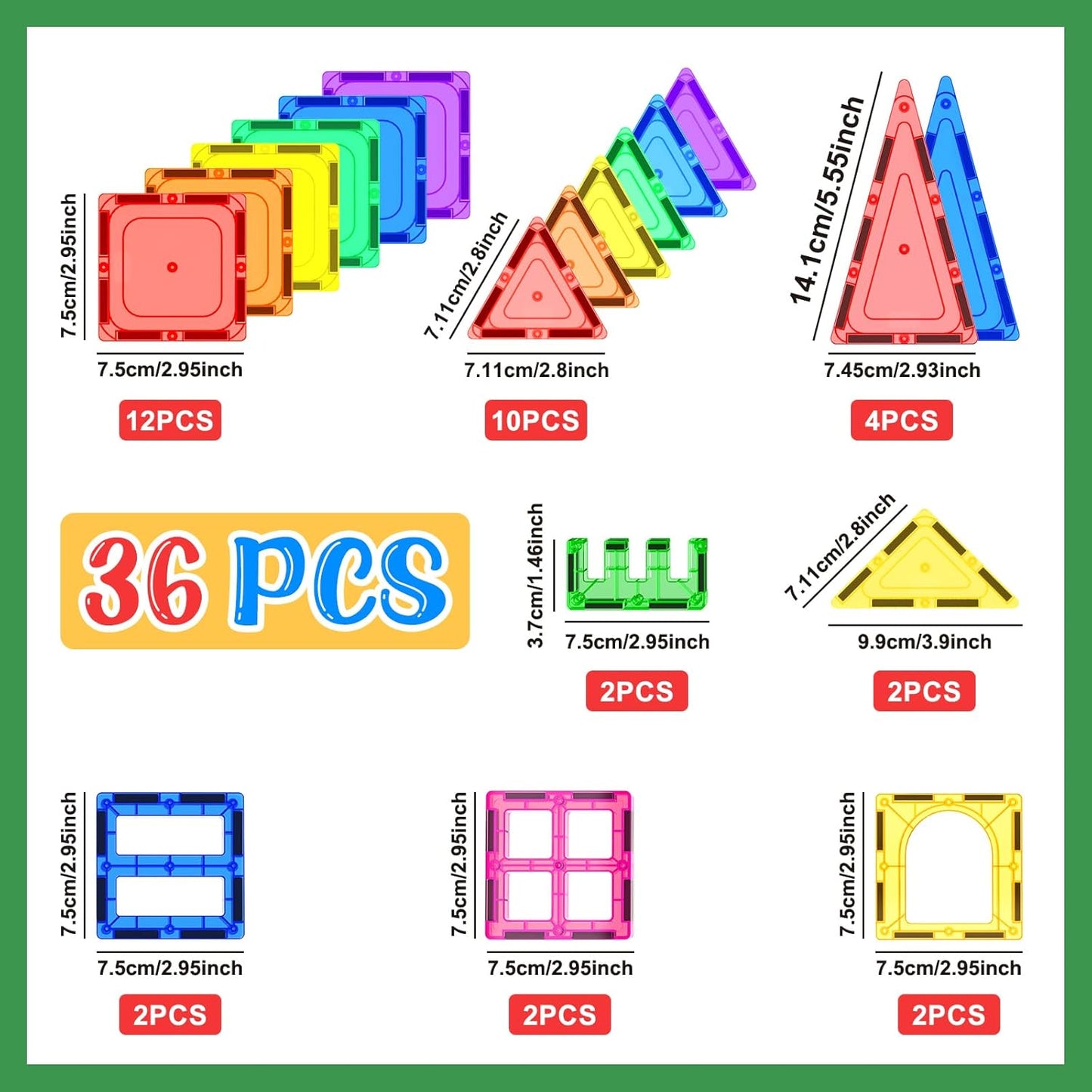 Coodoo Kids Toys Magnetic Tiles Starter Set Classroom Must Haves, Magnetic Blocks for Toddlers Magnet Building Toys Preschool Montessori Learning Games for 3+ Year Old Boys & Girls