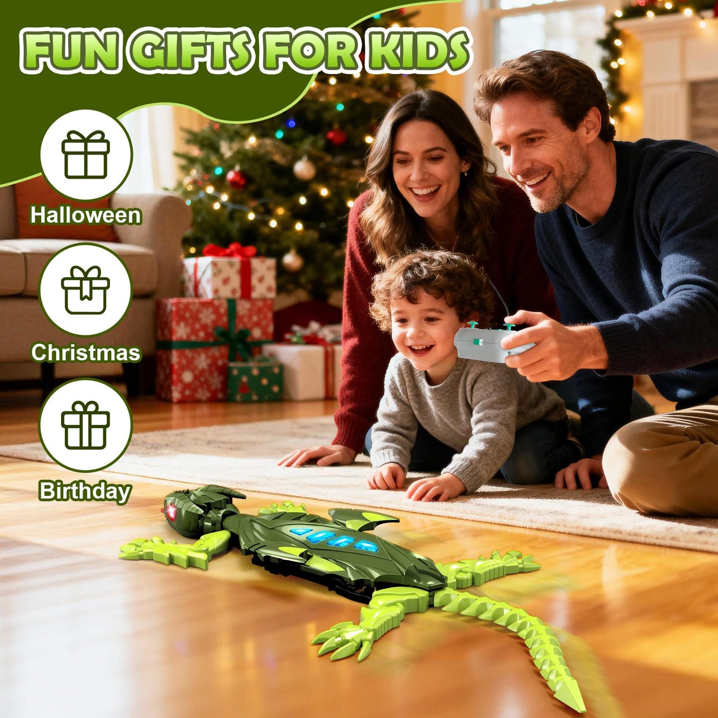 Coodoo Wall Climbing Gecko Lizard, Kids Toys Remote Control Car, Rechargeable Wall Crawler Gecko Robot