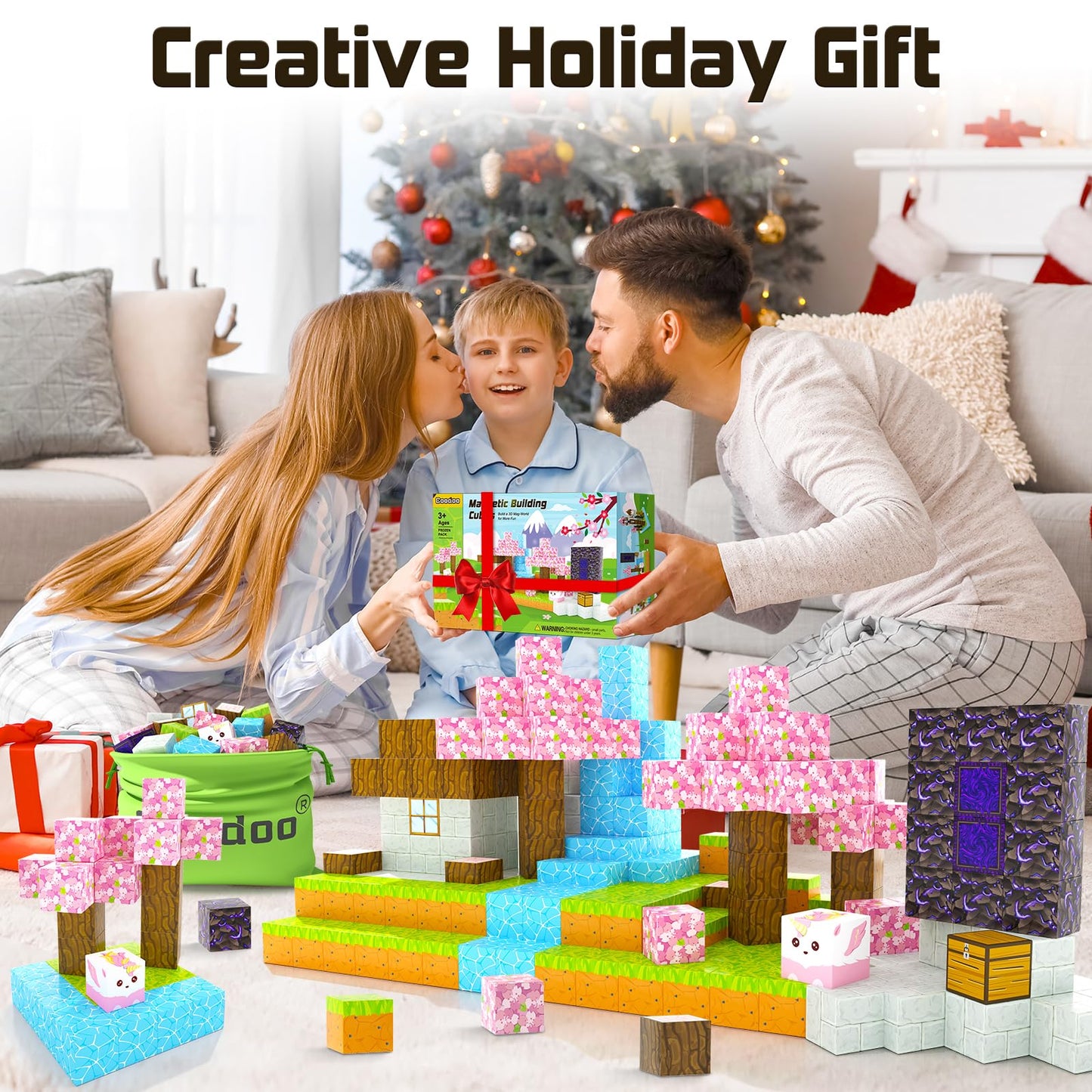 Coodoo 54 PCS Magnetic Blocks Cherry Blossom Set – STEM Building Toy for Kids 3+