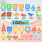 Coodoo Magnetic Tiles 102 PCS Dinosaur Toys-Jurassic Scenes Dinosaur World Adventure Set Creative Kids Games