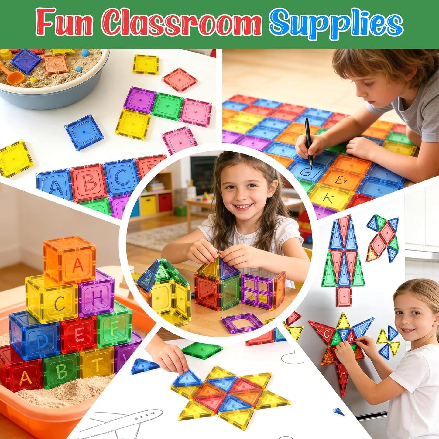 Coodoo Kids Toys Magnetic Tiles Starter Set Classroom Must Haves, Magnetic Blocks for Toddlers Magnet Building Toys Preschool Montessori Learning Games for 3+ Year Old Boys & Girls