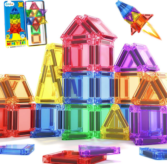 Magnetic Tiles Travel Essential Toys Mini Travel Toddler Set, 36PCS Magnetic Blocks Building Kids Toys, Montessori Preschool Classroom Must Haves Educational STEM Toys for 3+ Year Old Boys Girls