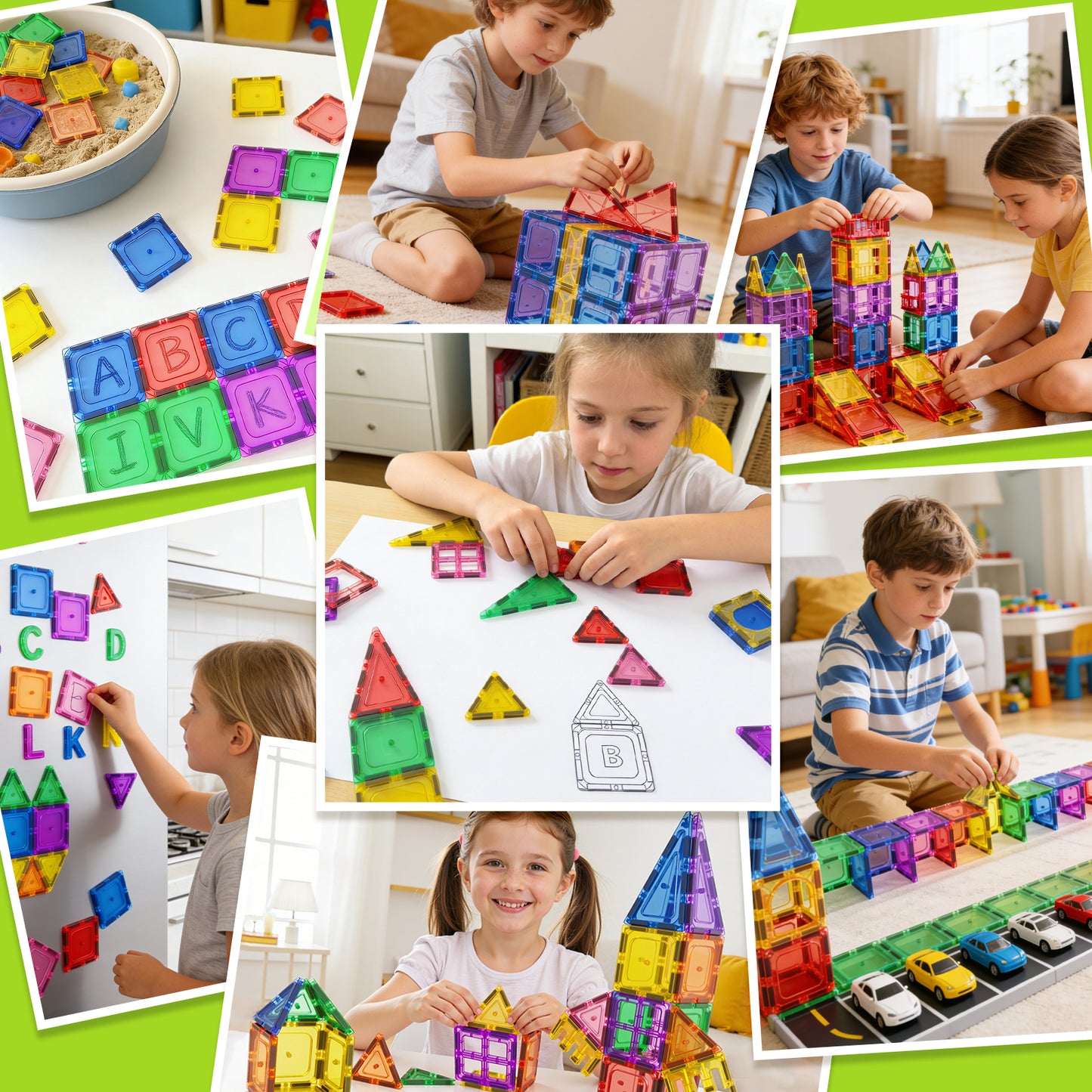 Coodoo Magnetic Tiles Kids Toys STEM Magnet Toy Magnetic Blocks Building Preschool Learning Sensory Montessori Toys for 3+ Year Old Safe Creativity Toddler Kids Toy 40PCS