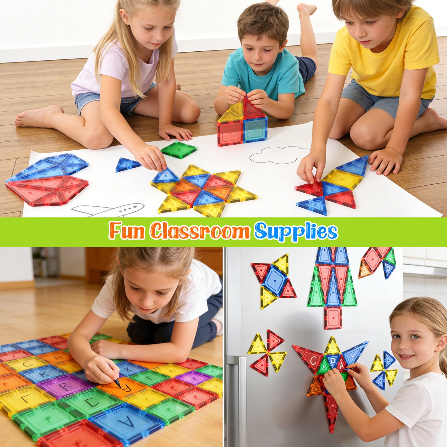 Coodoo Magnetic Tiles Kids Toys STEM Magnet Toy Magnetic Blocks Building Preschool Learning Sensory Montessori Toys for 3+ Year Old Safe Creativity Toddler Kids Toy 40PCS