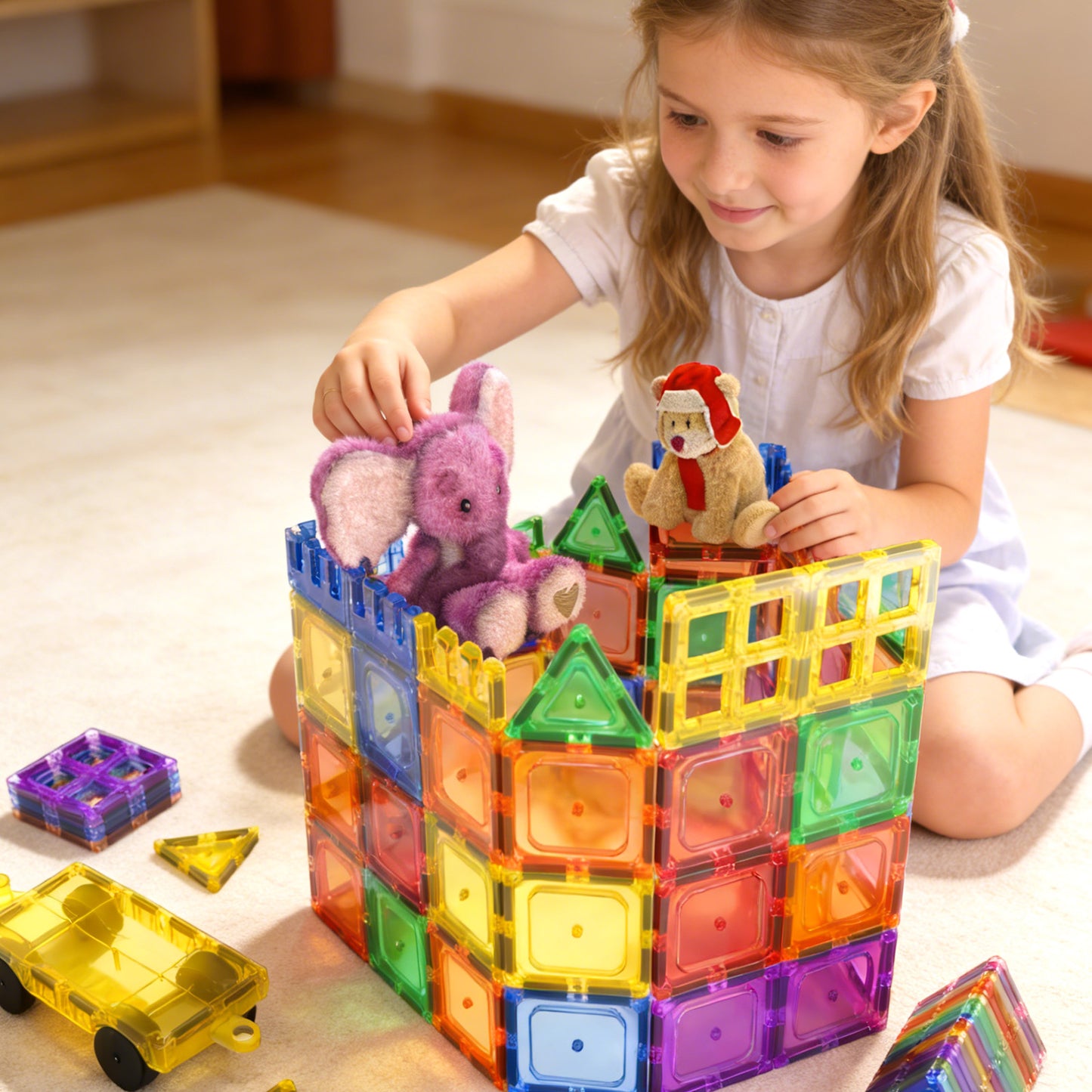 Coodoo Magnetic Tiles Kids Toys STEM Magnet Toy Magnetic Blocks Building Preschool Learning Sensory Montessori Toys for 3+ Year Old Safe Creativity Toddler Kids Toy 40PCS