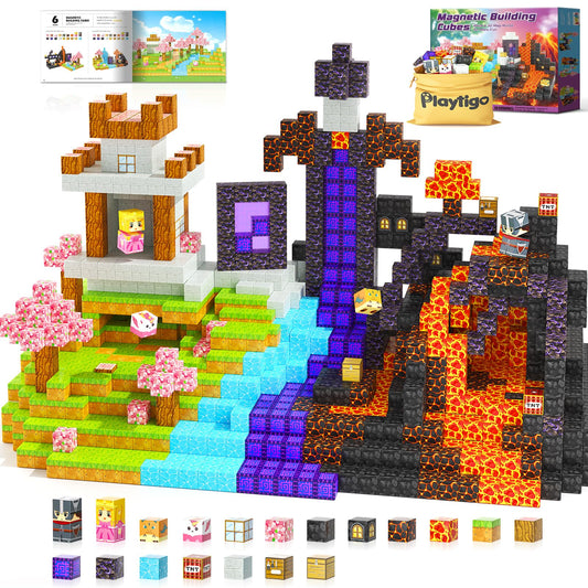 Coodoo Magnetic Blocks- 100pcs Mine Magnet World Block Cubes Toys for Kids Ages 4-8 Magnetic Tiles Kids Sensory Toys