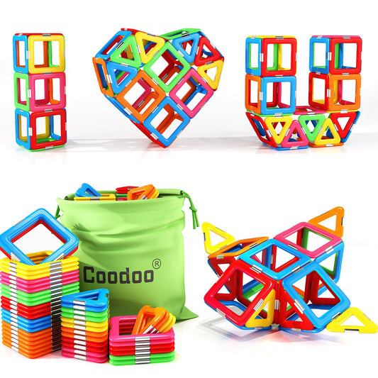 Coodoo Upgraded Magnetic Blocks Tough Tiles STEM Toys for 3+ Year Old Boys and Girls Learning by Playing Games for Toddlers Kids