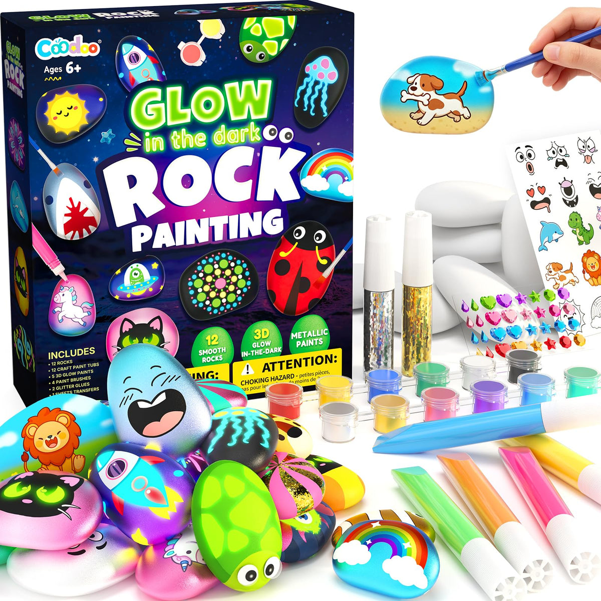 Rock Painting Craft Kits Glow in The Dark Rock, Arts and Crafts for Kids 6+