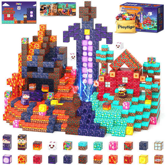 Coodoo 154PCS Magnetic Blocks Mystic Forest Adventure Set Kids Sensory Birthday Gifts Game Toys for Boys & Girls