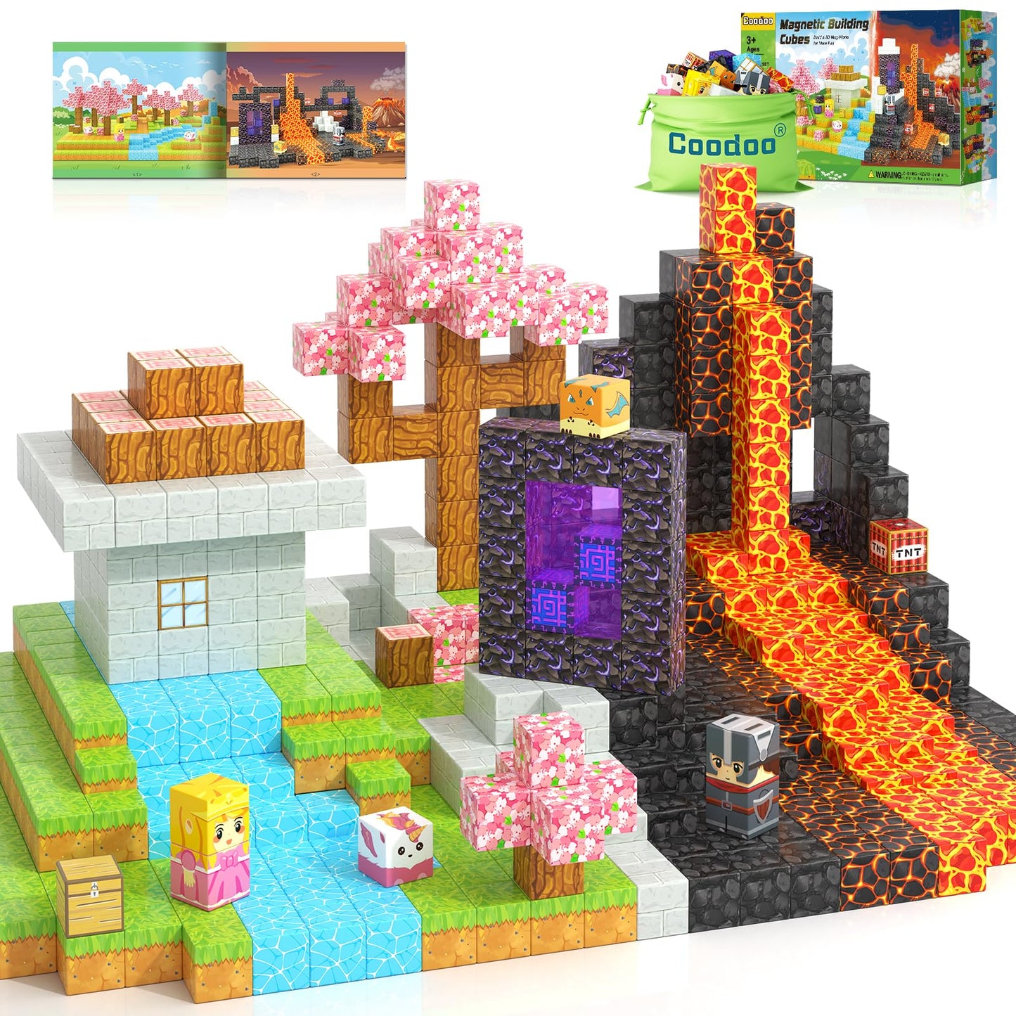 Coodoo 84 PCS Magnetic Blocks Magic Portal Set Creative Kids Games Stem Learning Toys
