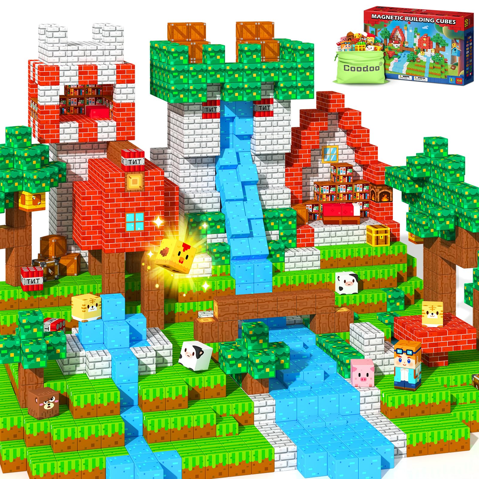 Coodoo 150 PCS Magnetic Blocks Forest Fantasy World Learning and Educa ...