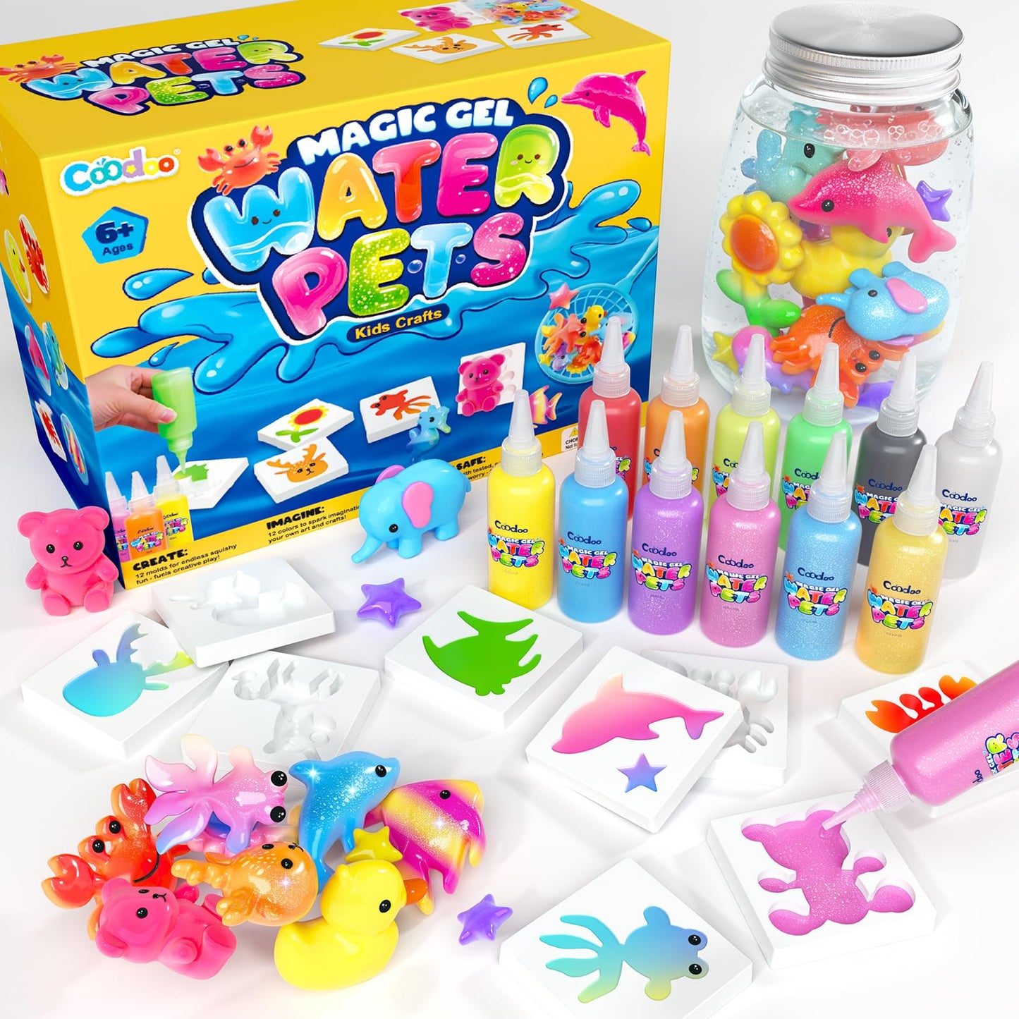 Coodoo Magic Water Elf Toy Craft Kits, Aqua Fairy Water Gel DIY Squishies Squishy Maker Toddler Kids Toys Birthday Christmas Gifts