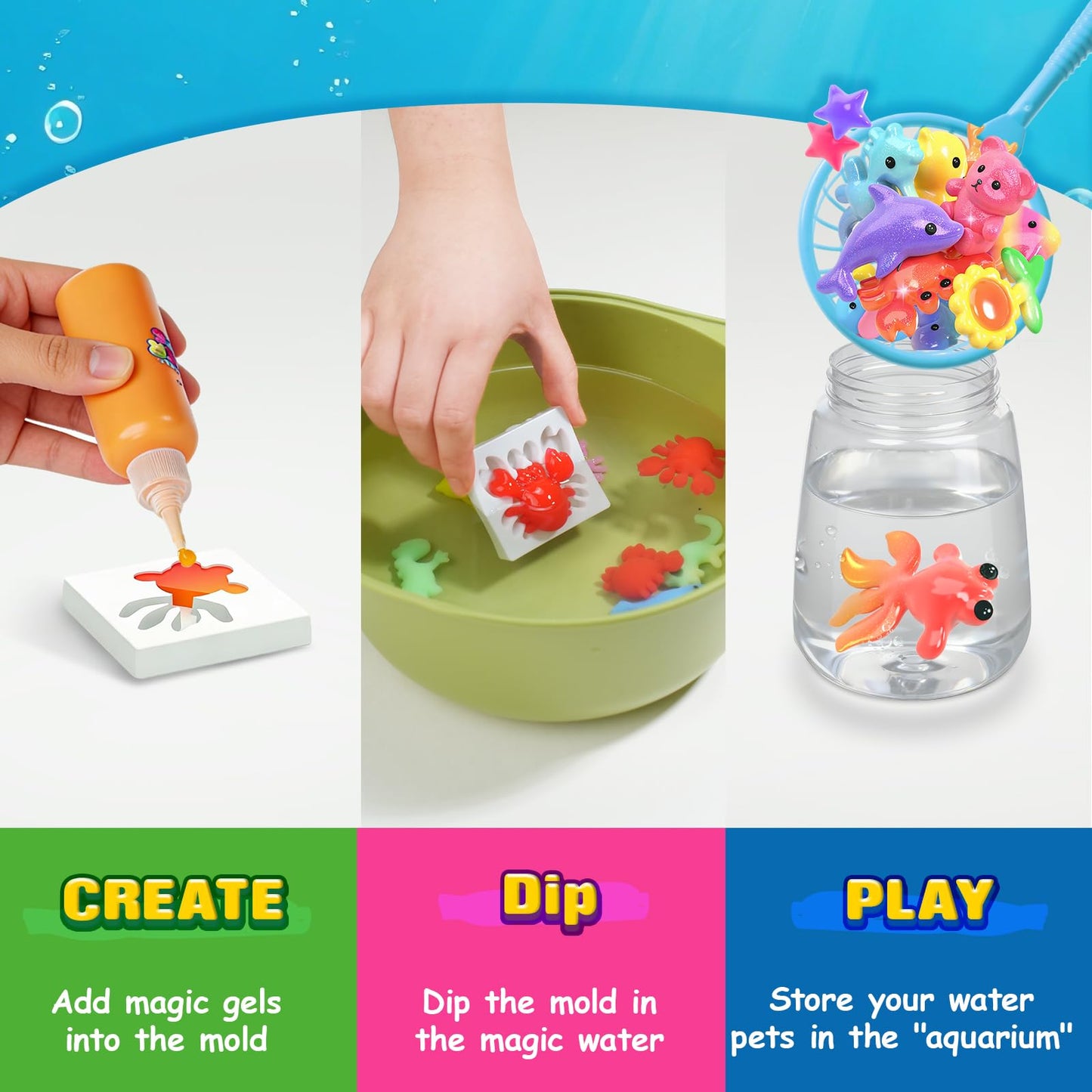 Coodoo Magic Water Elf Toy Craft Kits, Aqua Fairy Water Gel DIY Squishies Squishy Maker Toddler Kids Toys Birthday Christmas Gifts