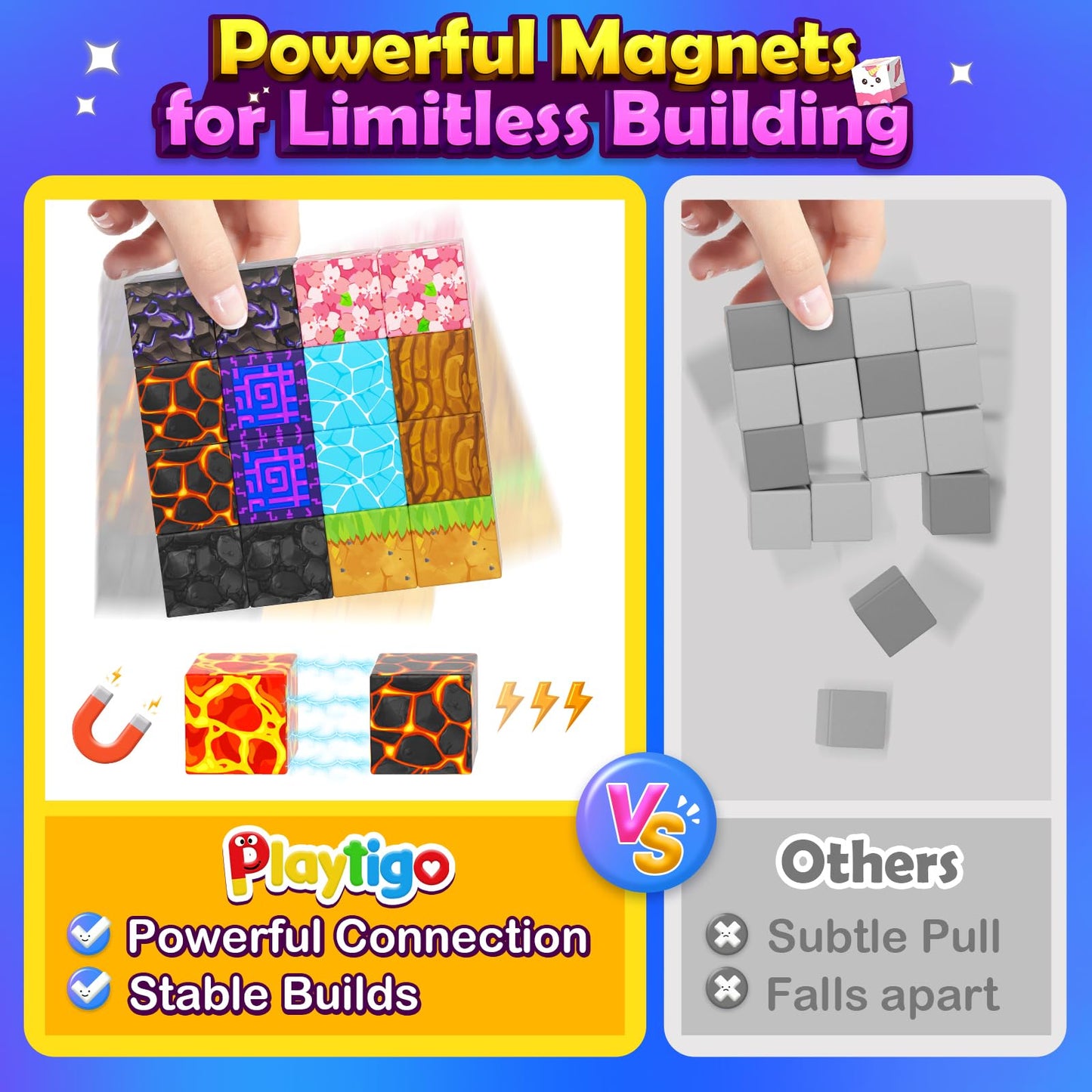 Coodoo Magnetic Blocks- 100pcs Mine Magnet World Block Cubes Toys for Kids Ages 4-8 Magnetic Tiles Kids Sensory Toys