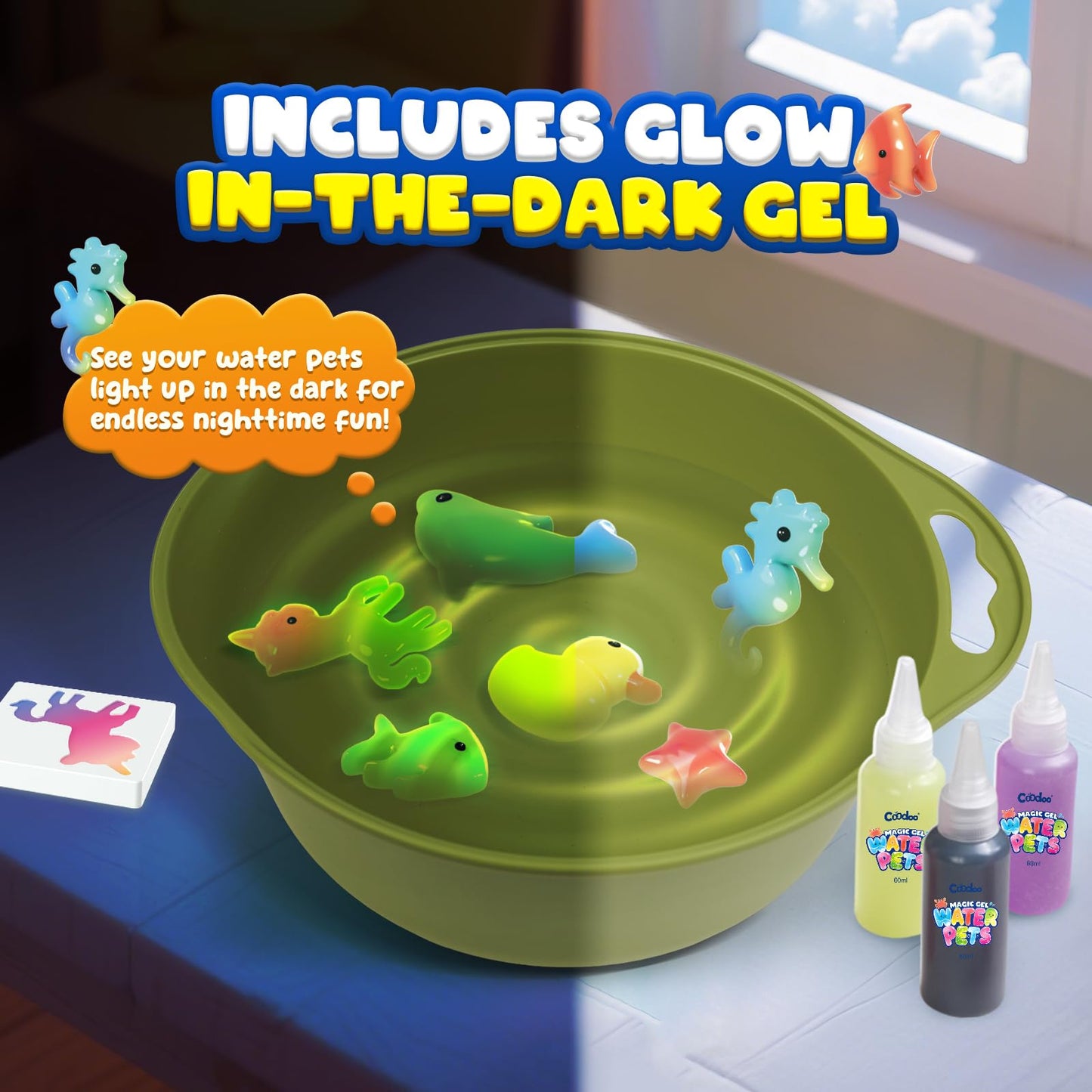 Coodoo Magic Water Elf Toy Craft Kits for Kids, DIY Your Own Aqua Fairy Water Pets & Squishy Maker Toys with 10 Magic Gels and 8 Molds