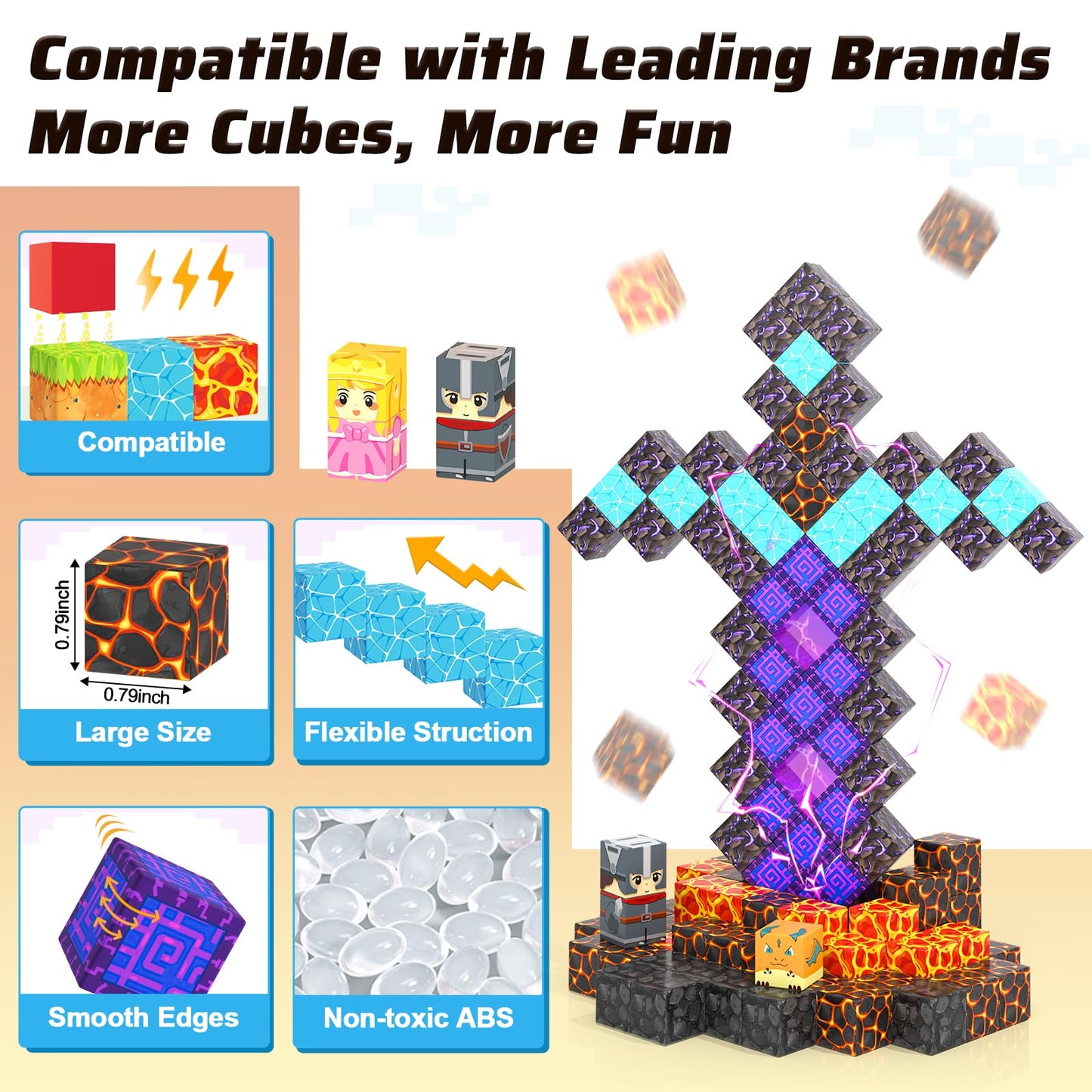 Coodoo 110PCS Magnetic Blocks Magic Sword Portal Set Building Toys Stem Christmas and Birthday Gifts