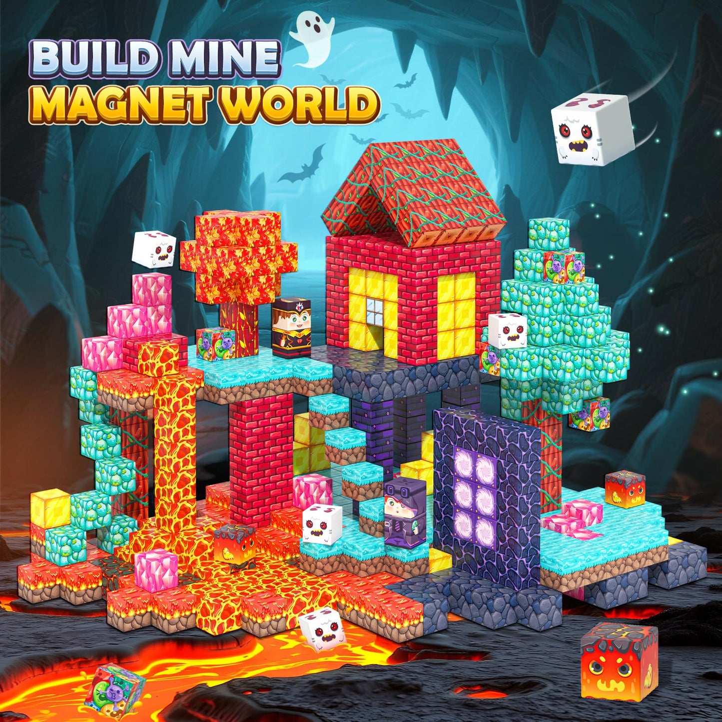 Coodoo 154PCS Magnetic Blocks Mystic Forest Adventure Set Kids Sensory Birthday Gifts Game Toys for Boys & Girls