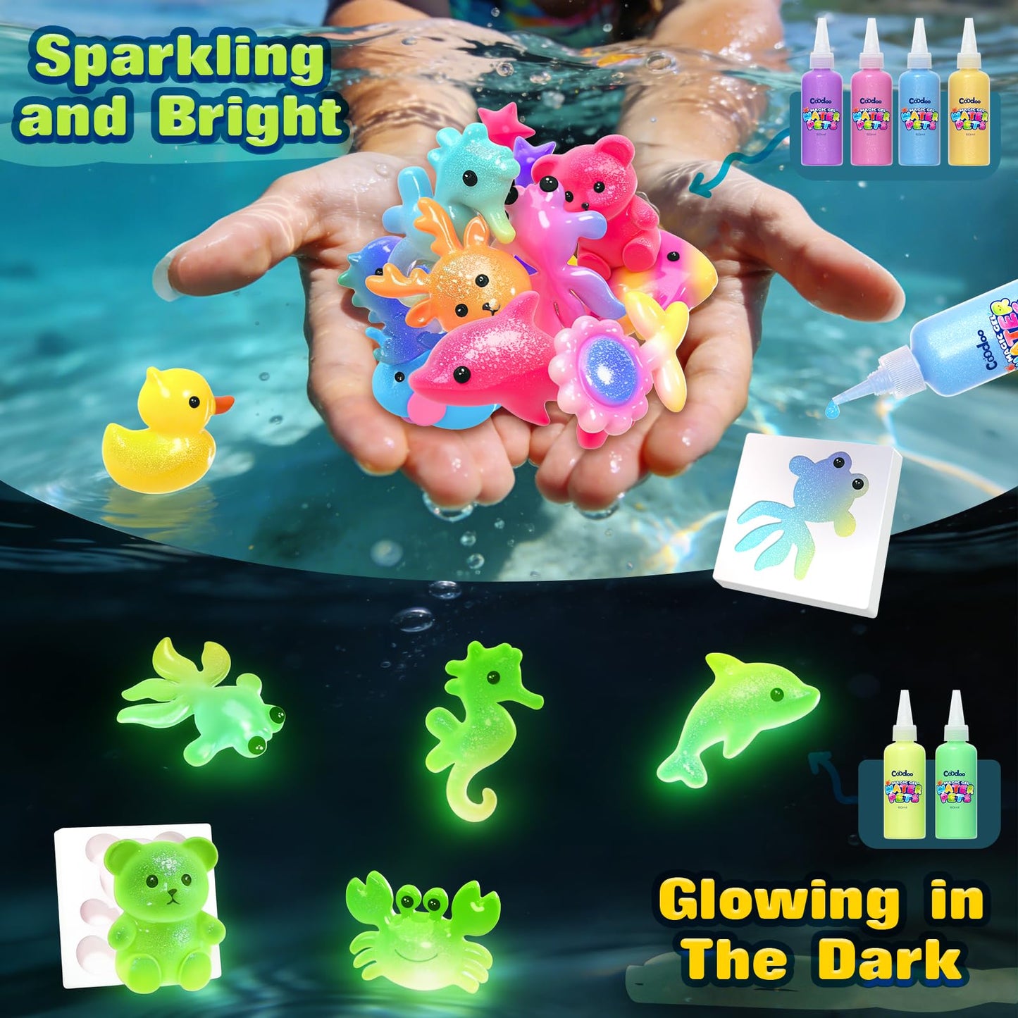 Coodoo Magic Water Elf Toy Craft Kits, Aqua Fairy Water Gel DIY Squishies Squishy Maker Toddler Kids Toys Birthday Christmas Gifts