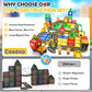 Coodoo 100 PCS Magnetic Tiles Road Set with 3 Cranes & 2 Cars - Magnetic Blocks City Construction Building Toys for 3+