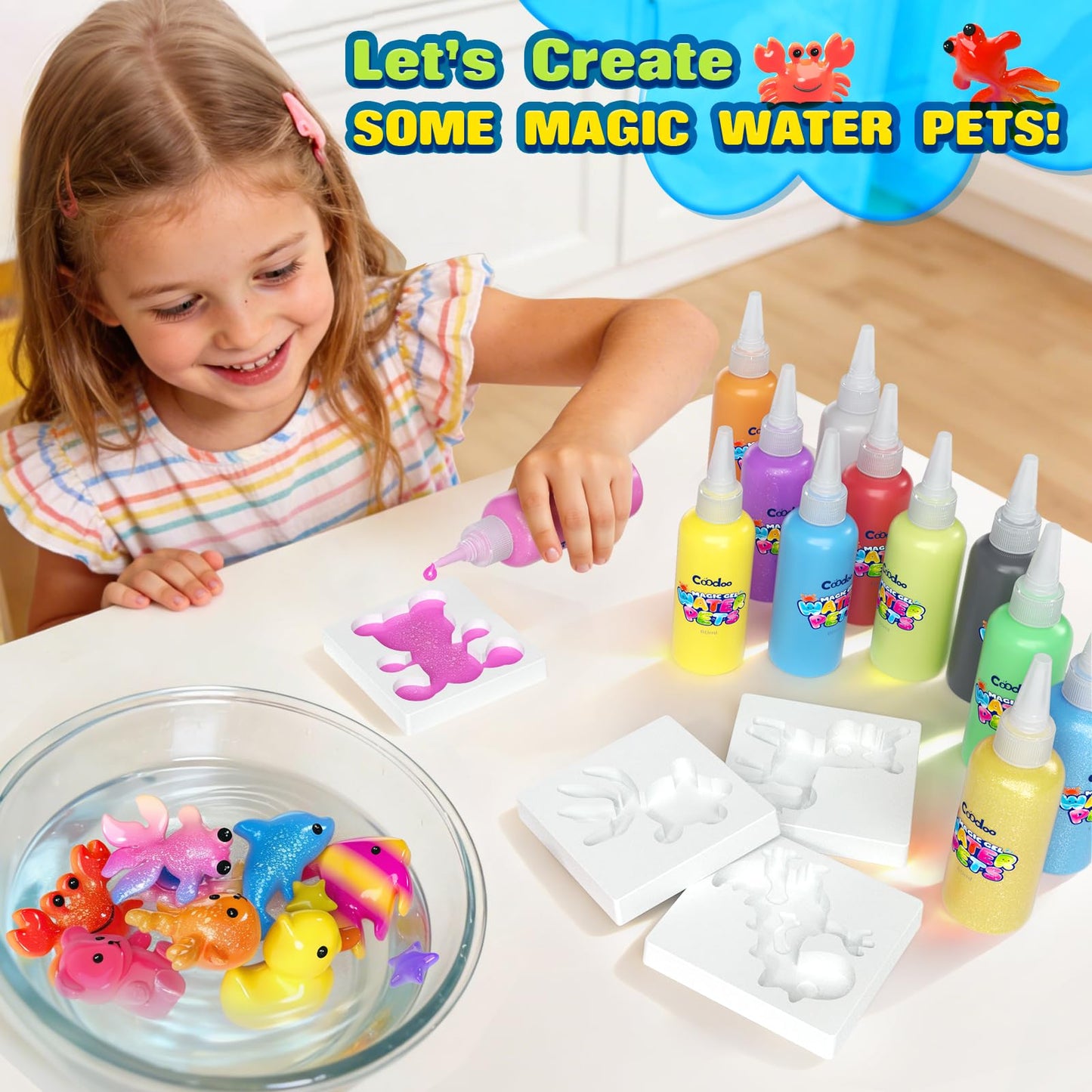 Coodoo Magic Water Elf Toy Craft Kits, Aqua Fairy Water Gel DIY Squishies Squishy Maker Toddler Kids Toys Birthday Christmas Gifts