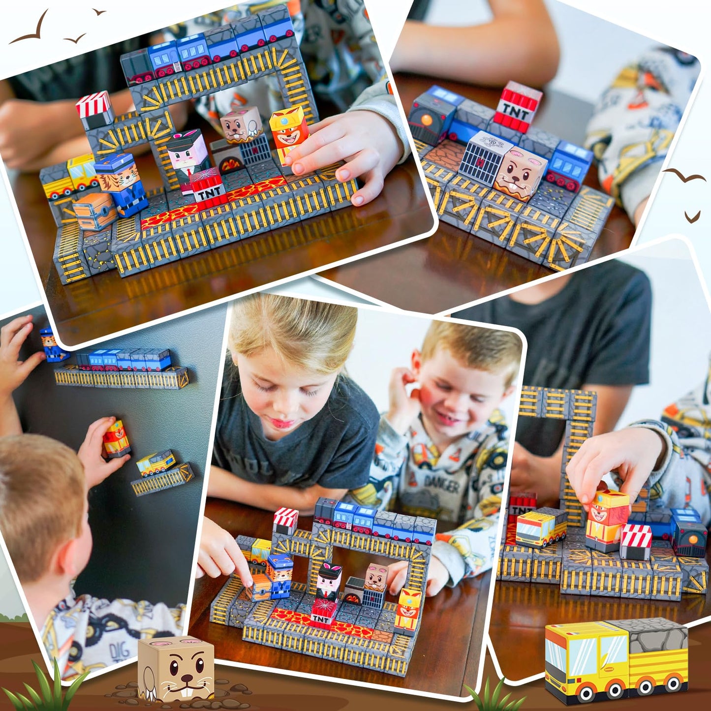 Coodoo Magnetic Blocks Build Mine Magnet World Mine Train Track Set Toys for Kids 3+