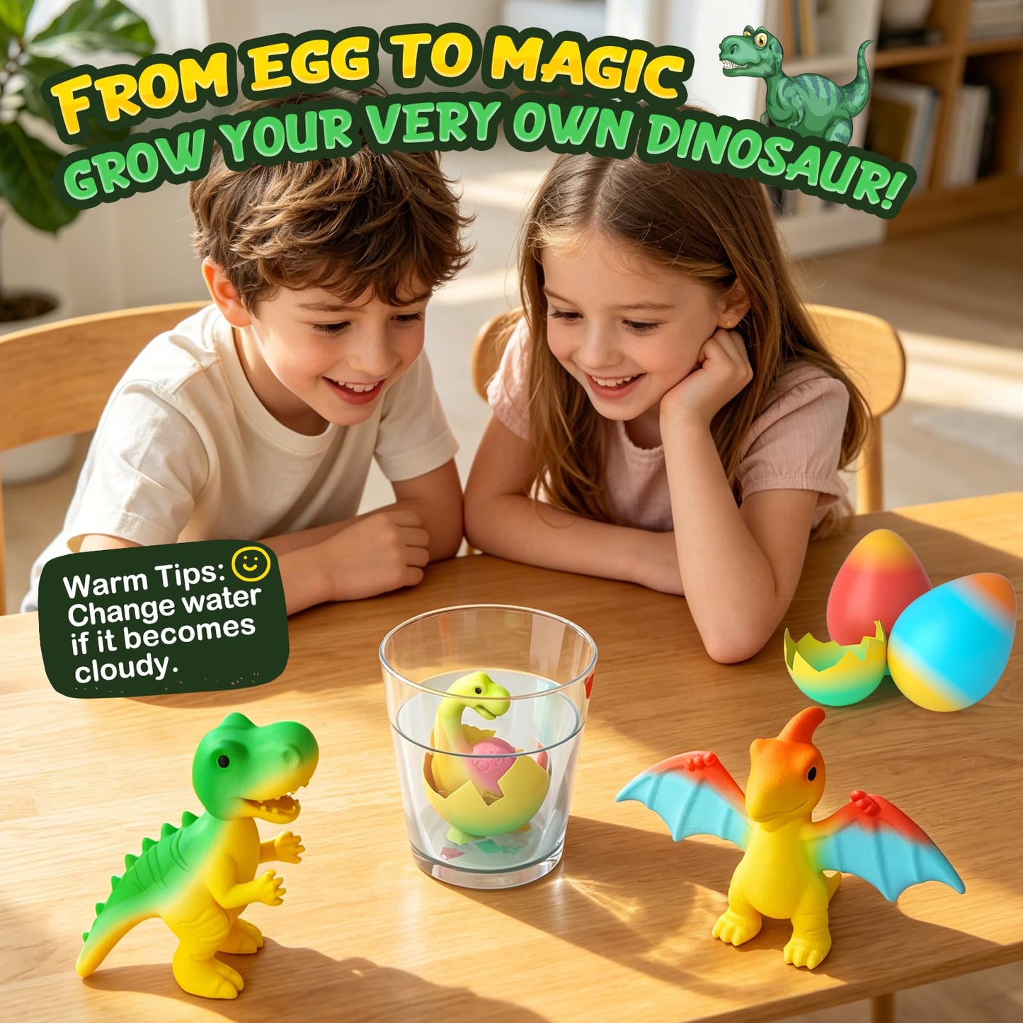 Dinosaur Hatching Surprise Eggs for Kids - 6 Pack Dinosaur Toys for Boys and Girls, Easter Basket Stuffers & Birthday Party Favors for Kids 4-8, Toddler Outdoor Toys Dino Egg Crafts Gifts for Ages 3-8
