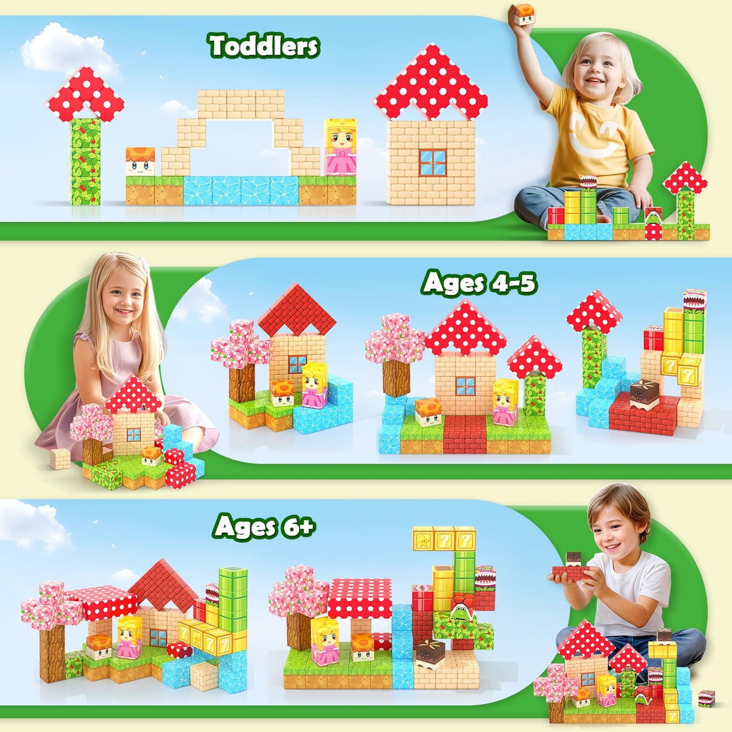 Coodoo 72 PCS Magnetic Blocks Magic Teleport Pipes Set Montessori Stem Outdoor Toys for Boys