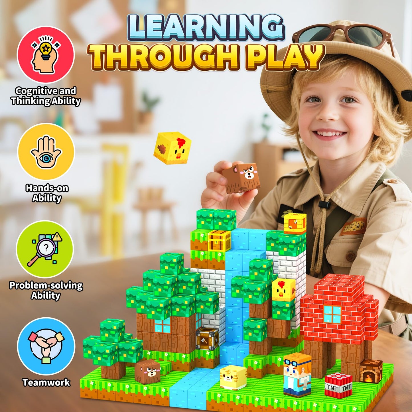 Coodoo 150 PCS Magnetic Blocks Forest Fantasy World Learning and Educational Toys Outdoor Toys for 4 Year Olds