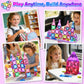 Coodoo Mini Magnetic Tiles Travel Set with Iron Box 42 PCS , Portable Magnet Building Blocks Stem Toy Gifts for Kids