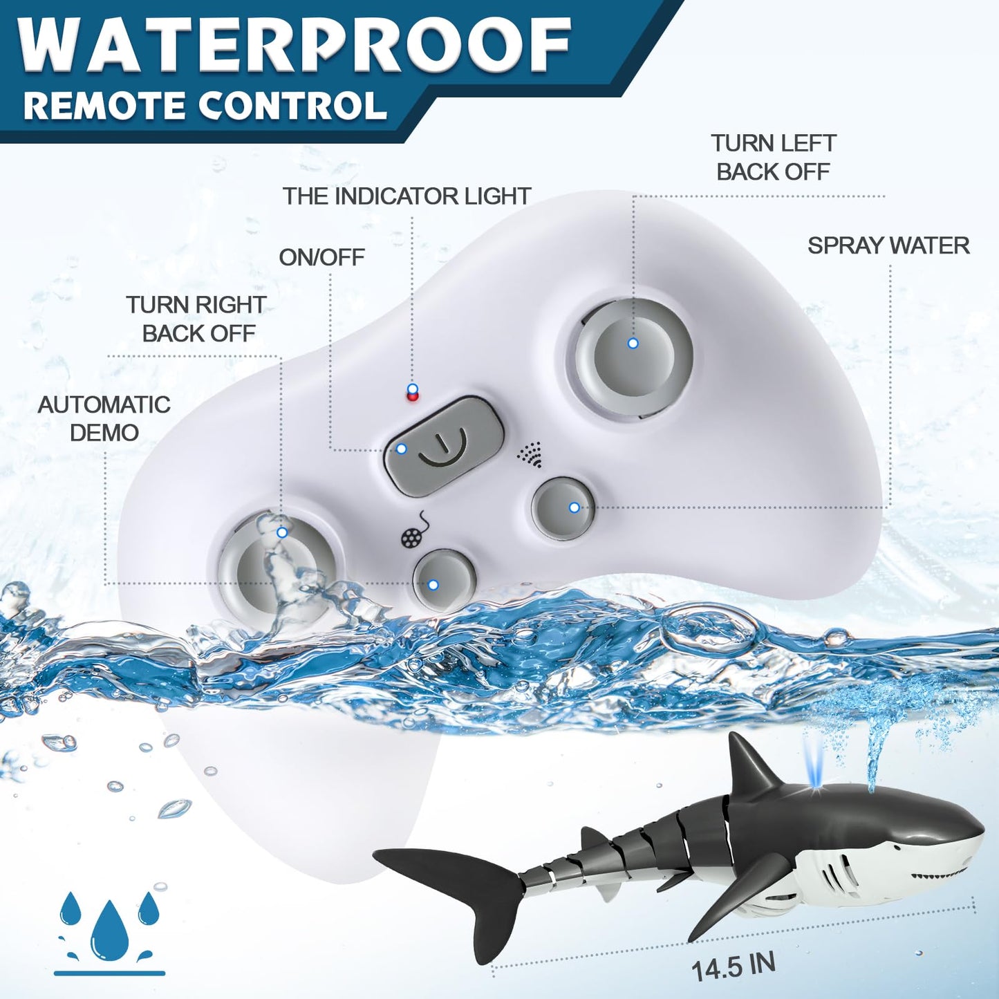 Coodoo 2.4Ghz Remote Control Shark Pool Toys for Boys Kids,Highly Realistic Shark Pool Toys for Kids