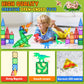 Coodoo Magnetic Tiles Dinosaur Toys Lava World Set 48 PCS STEM Sensory Outdoor Toys for Toddlers