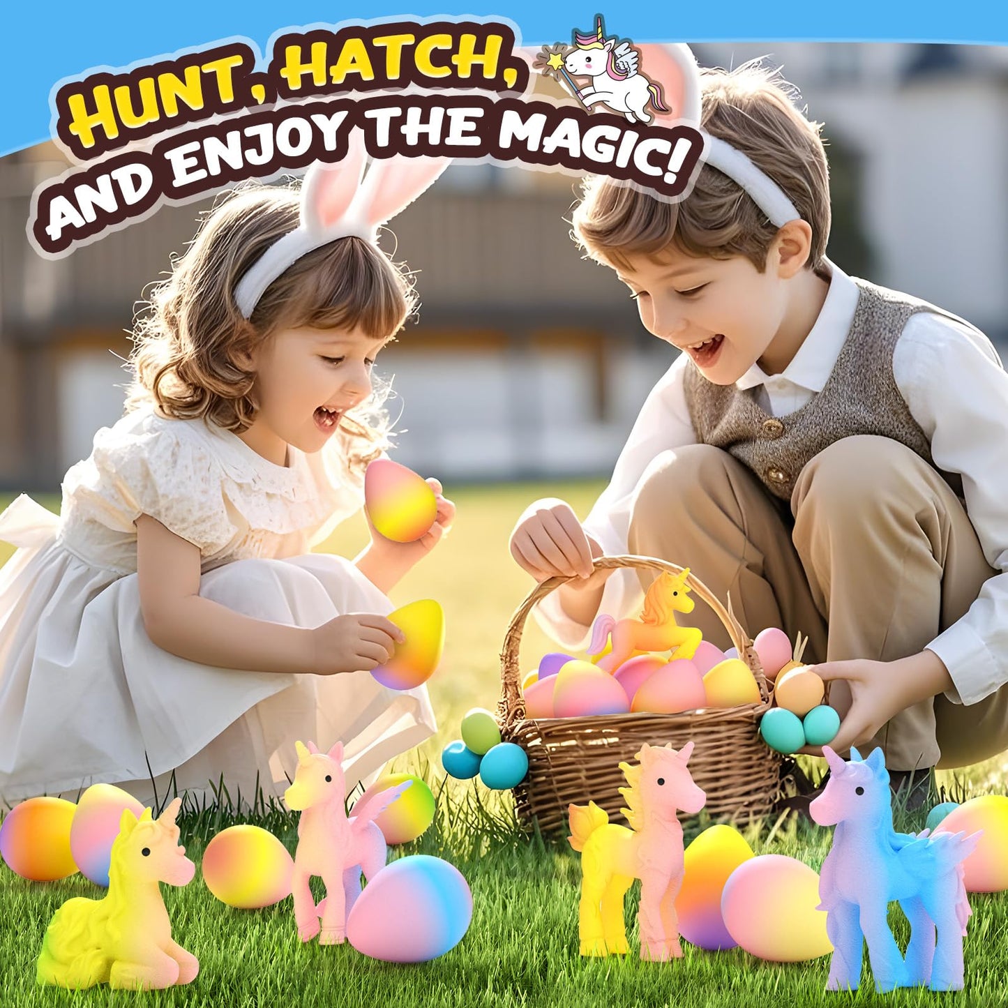 Coodoo Unicorn Hatching Rainbow Eggs for Kids - 6 Pack Unicorn Toys Craft Kits for Boys & Girls
