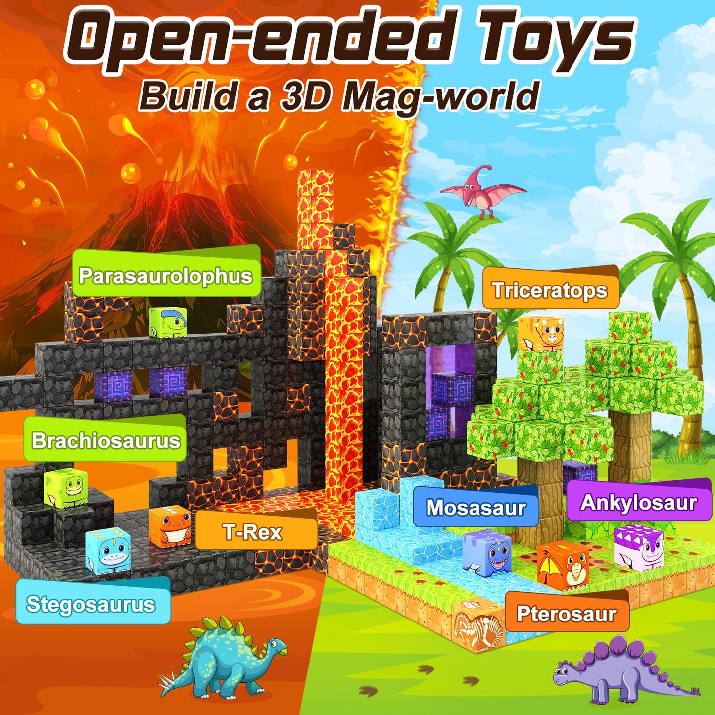 Coodoo 84 PCS Dinosaur Adventure Set Creative Jurassic Scenes Gifts for Kids