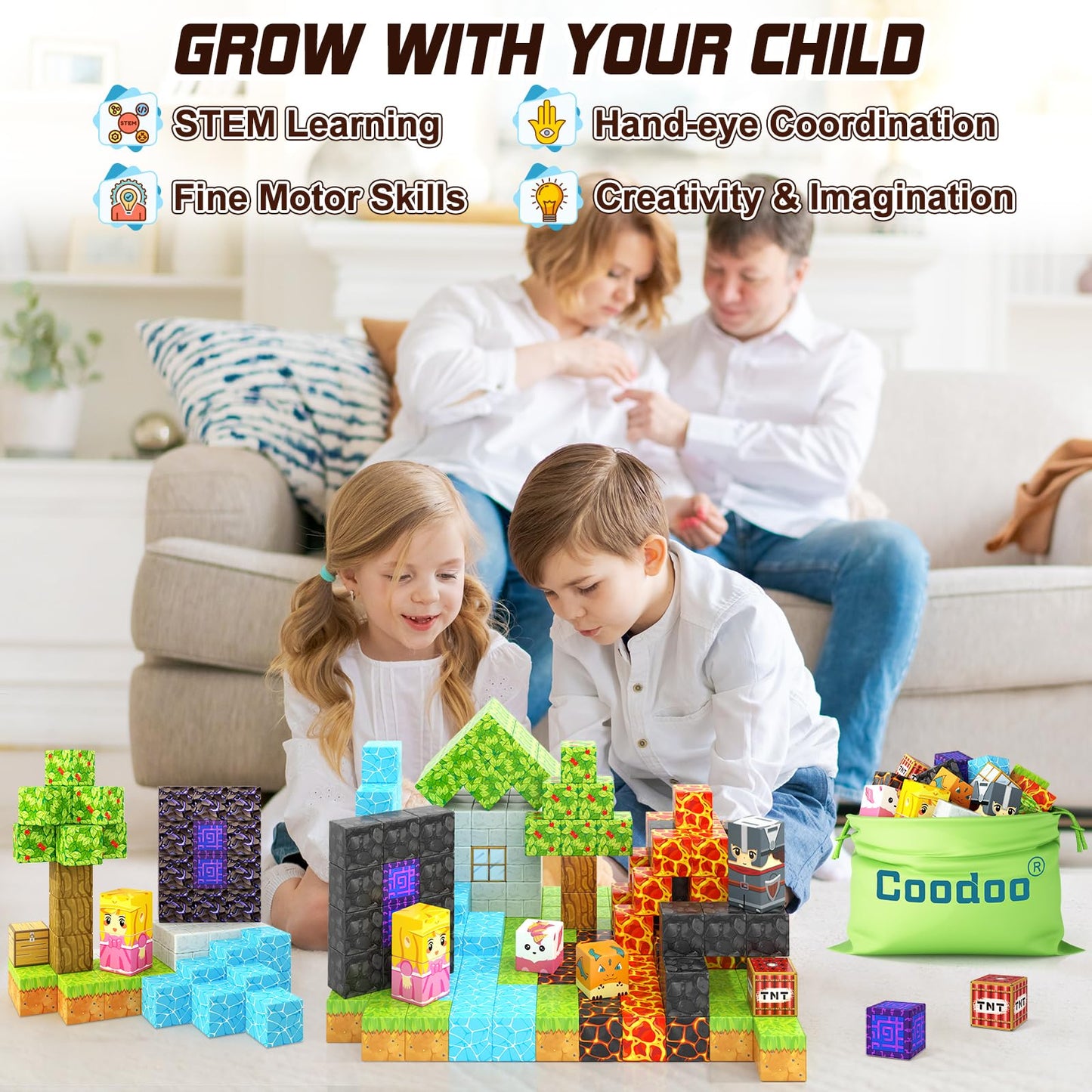 Coodoo 84 PCS Magnetic Blocks Magic Portal Forest Edition Outdoor Toys for Kids