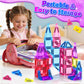 Coodoo Mini Magnetic Tiles Travel Set with Iron Box 42 PCS , Portable Magnet Building Blocks Stem Toy Gifts for Kids