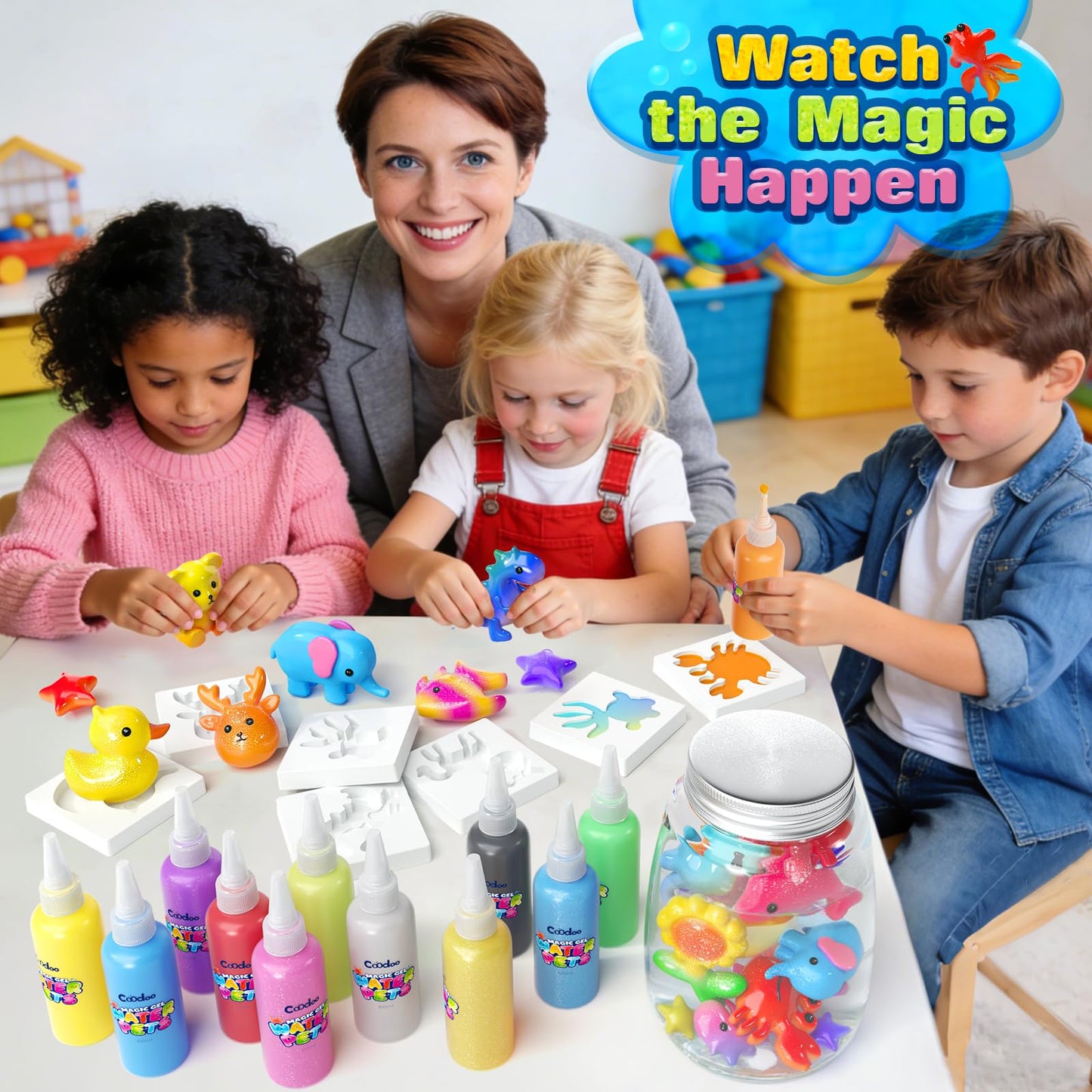 Coodoo Magic Water Elf Toy Craft Kits, Aqua Fairy Water Gel DIY Squishies Squishy Maker Toddler Kids Toys Birthday Christmas Gifts