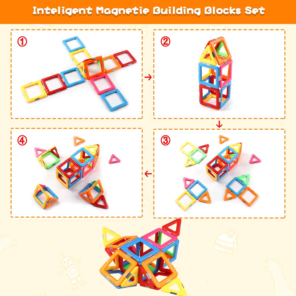Coodoo Upgraded Magnetic Blocks Tough Tiles STEM Toys for 3+ Year Old Boys and Girls Learning by Playing Games for Toddlers Kids