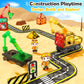 Coodoo 100 PCS Magnetic Tiles Road Set with 3 Cranes & 2 Cars - Magnetic Blocks City Construction Building Toys for 3+
