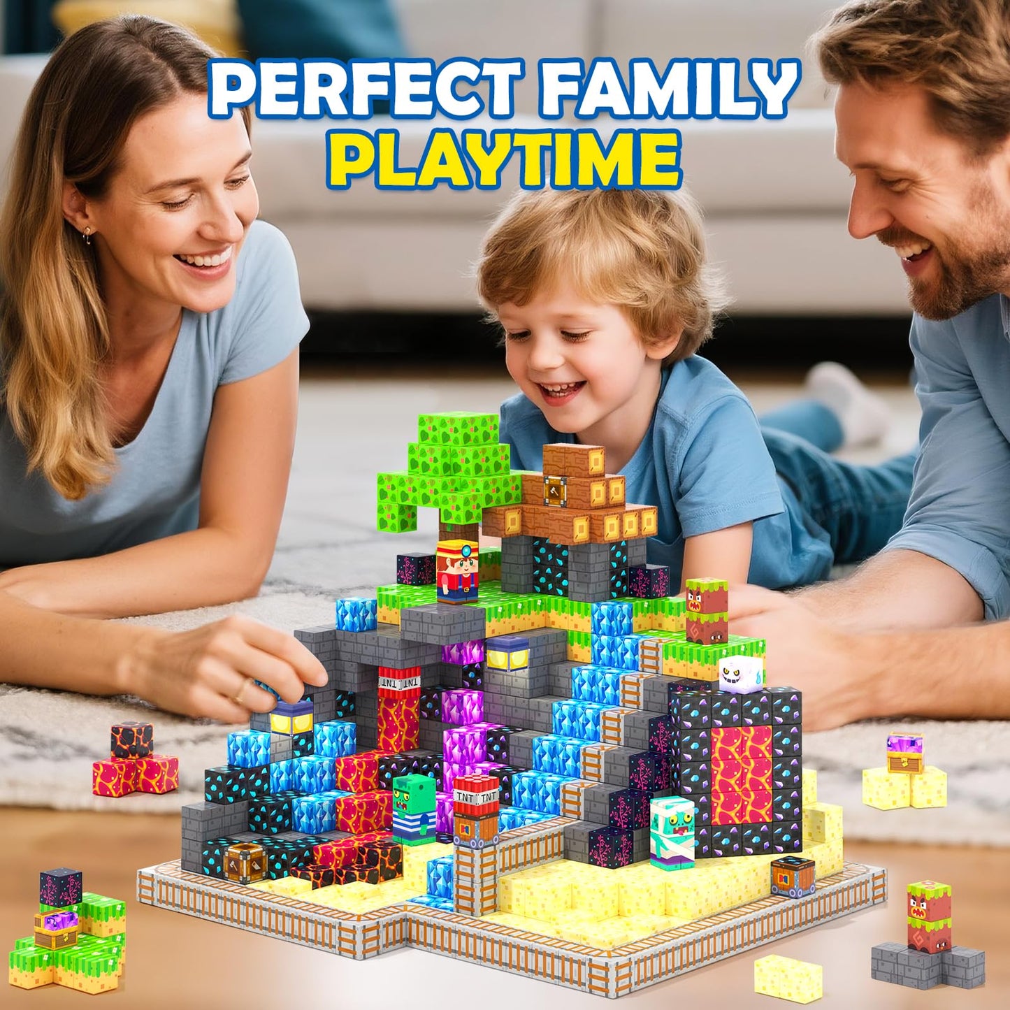 Coodoo 100 PCS Magnetic Blocks Rainforest Mine Adventure Toddler Montessori Toys Kids Sensory Games