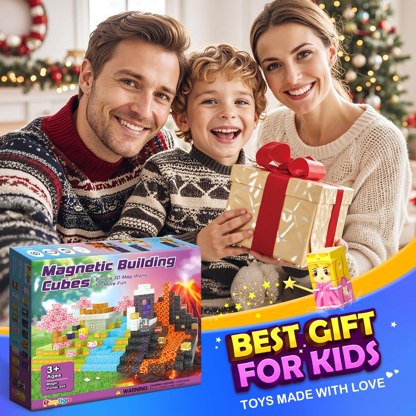 Coodoo Magnetic Blocks- 100pcs Mine Magnet World Block Cubes Toys for Kids Ages 4-8 Magnetic Tiles Kids Sensory Toys