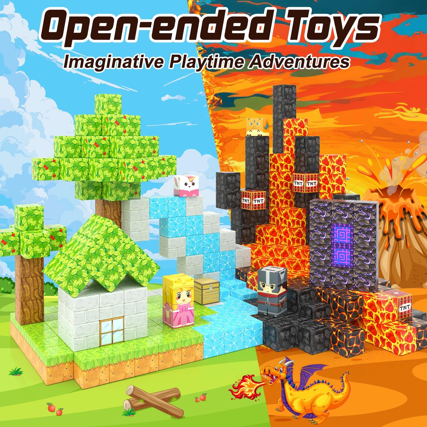 Coodoo 84 PCS Magnetic Blocks Magic Portal Forest Edition Outdoor Toys for Kids
