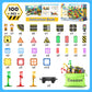 Coodoo 100 PCS Magnetic Tiles Road Set with 3 Cranes & 2 Cars - Magnetic Blocks City Construction Building Toys for 3+