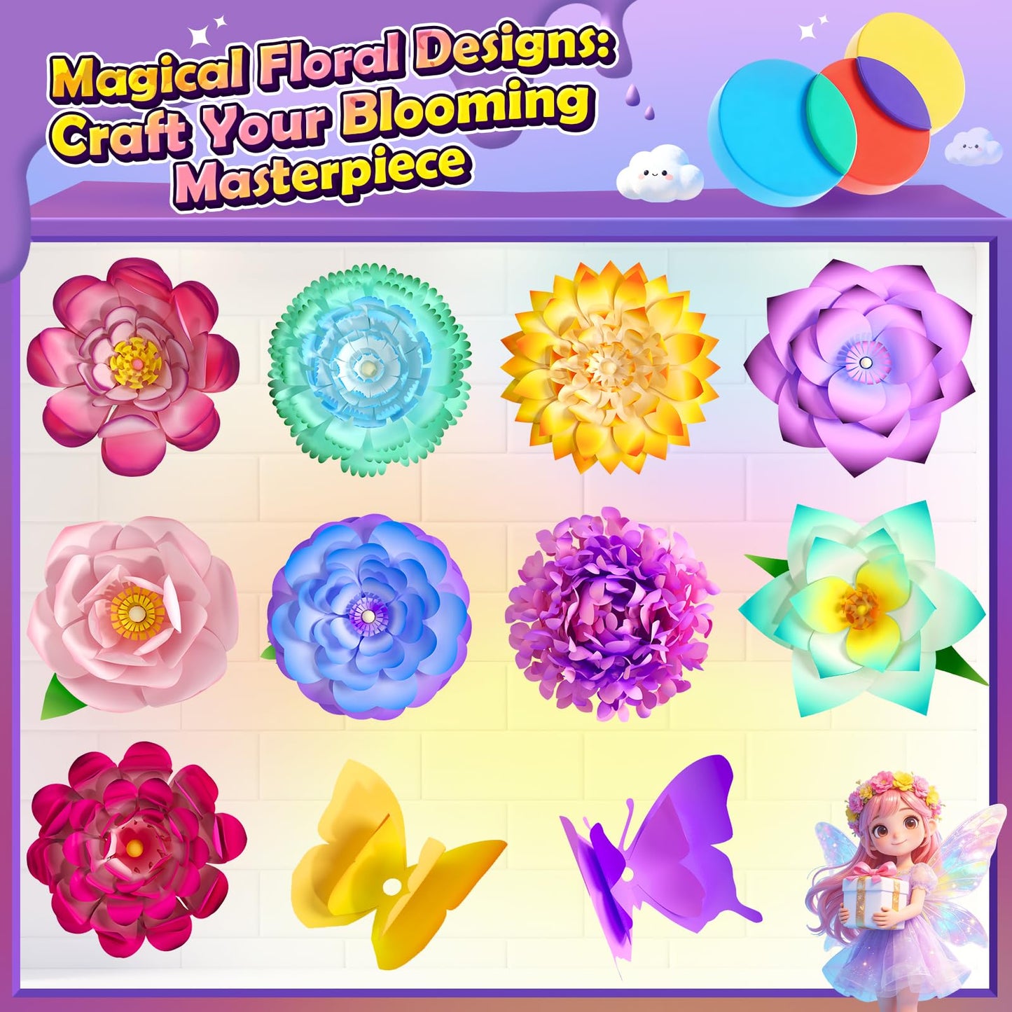 Coodoo DIY Flower Craft Kits, Magic Dyeing Florist Bouquet Maker Art Supplies Arts and Crafts Stem Toys for 3-5 Year Olds