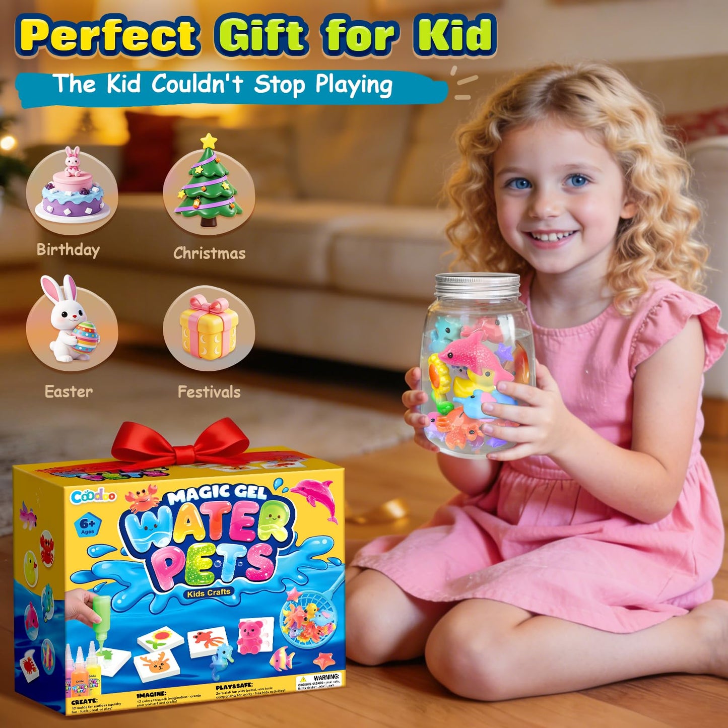 Coodoo Magic Water Elf Toy Craft Kits, Aqua Fairy Water Gel DIY Squishies Squishy Maker Toddler Kids Toys Birthday Christmas Gifts