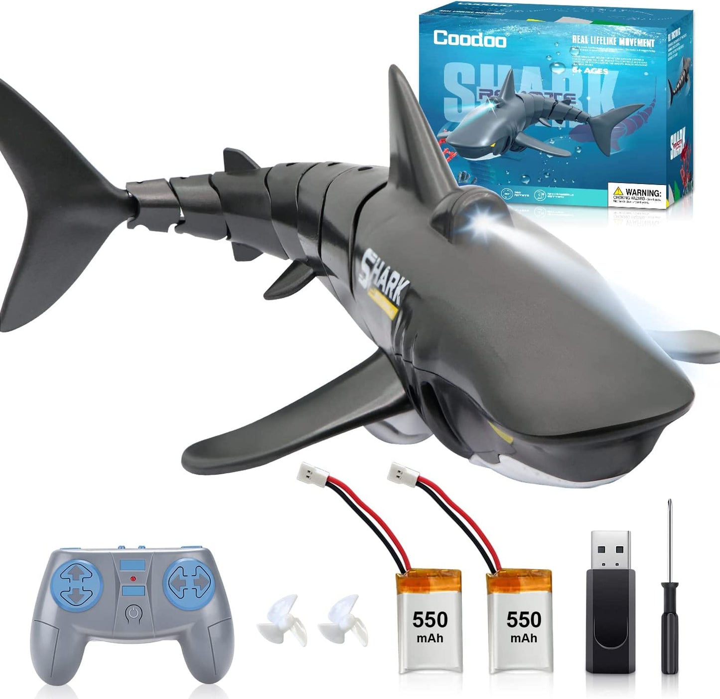 2.4G Remote Control Shark Toy 1:18 Scale High Simulation Shark for Swimming Pool Bathroom Great Gift RC Boat Toys for 6+