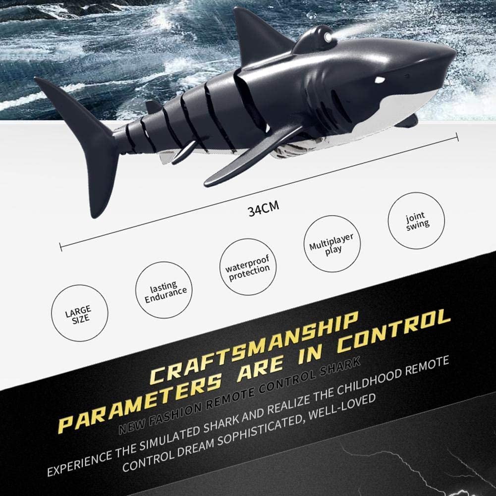 2.4G Remote Control Shark Toy 1:18 Scale High Simulation Shark for Swimming Pool Bathroom Great Gift RC Boat Toys for 6+